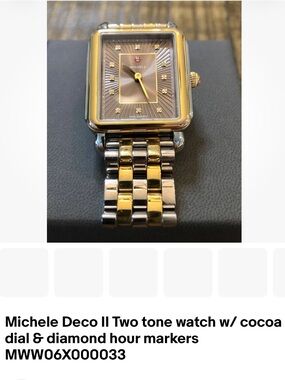 Michele Two-Tone Gold & Silver Bracelet Watch with Cocoa Dial
